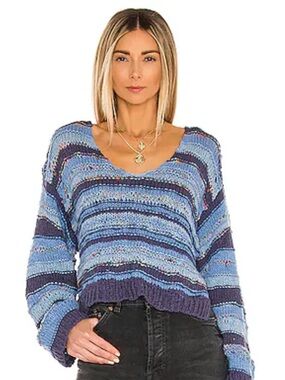 Free People Lake Life Scoop Pullover Bottled Blue REVOLVE S/M